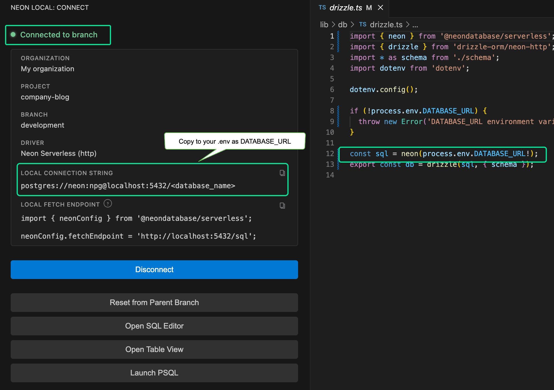 Existing branch connected